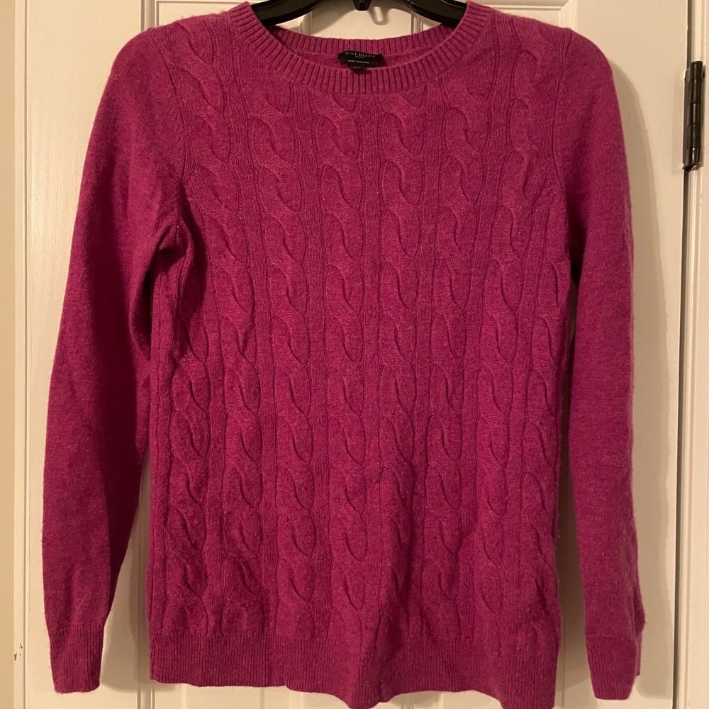 Talbots Pink Pure Cashmere Cable Knit Sweater P